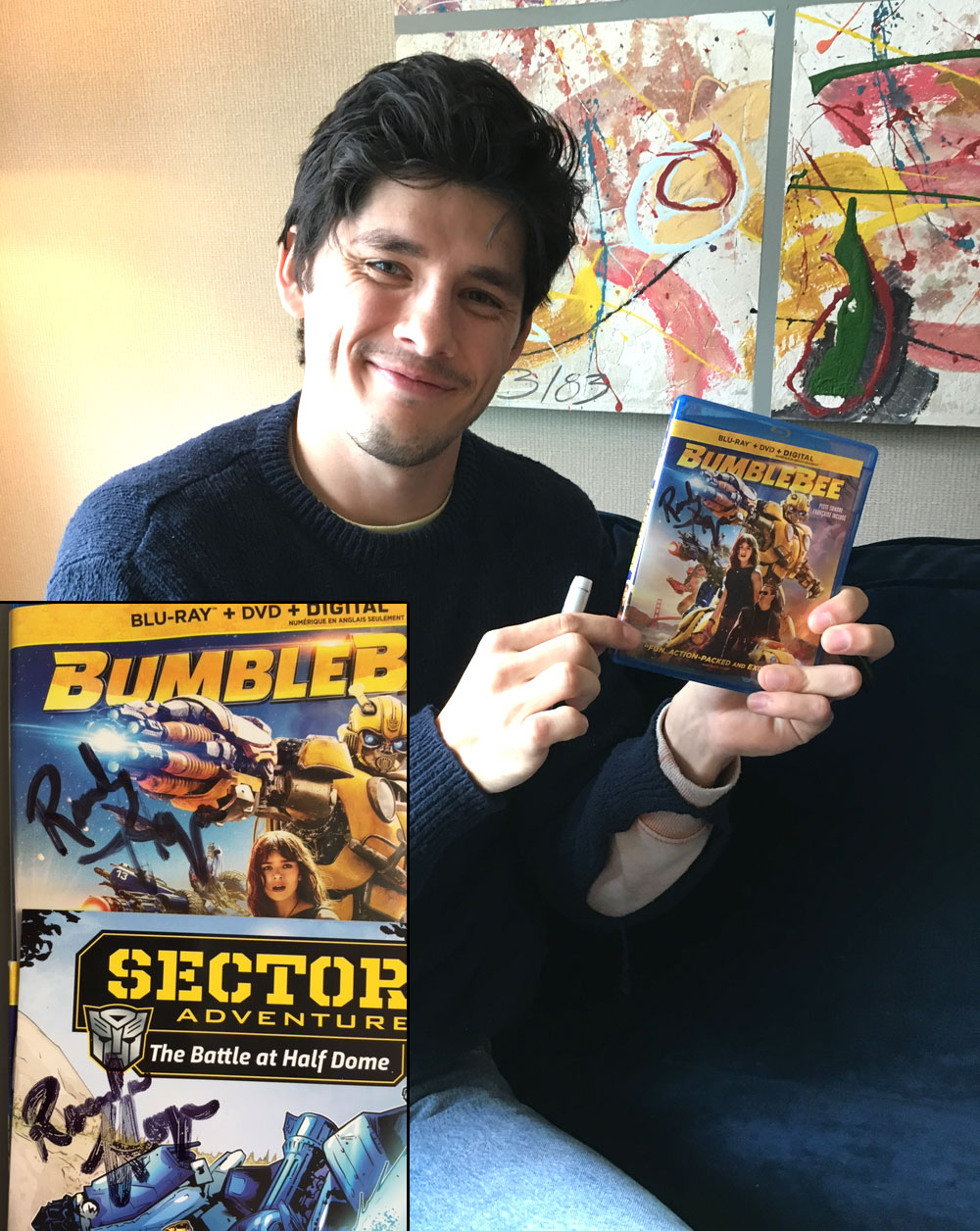 Ricardo Hoyos with autographed Bumblebee Blu-ray