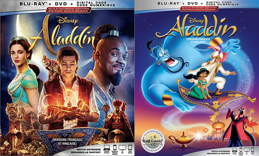 Aladdin (2019) and Aladdin (1992) on Blu-ray and DVD