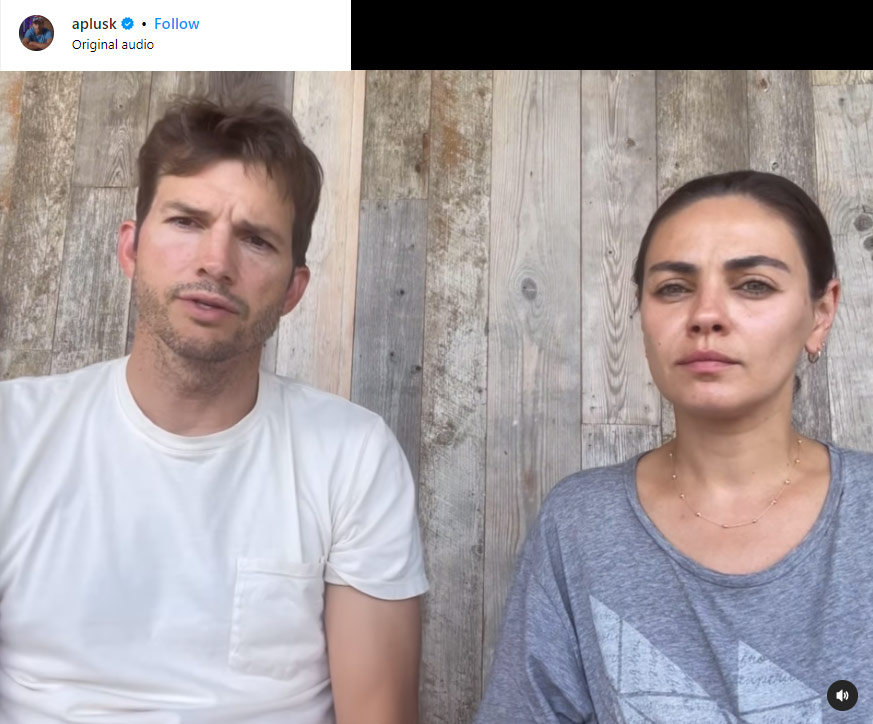 Ashton Kutcher and Mila Kunis on Kutcher's instagram