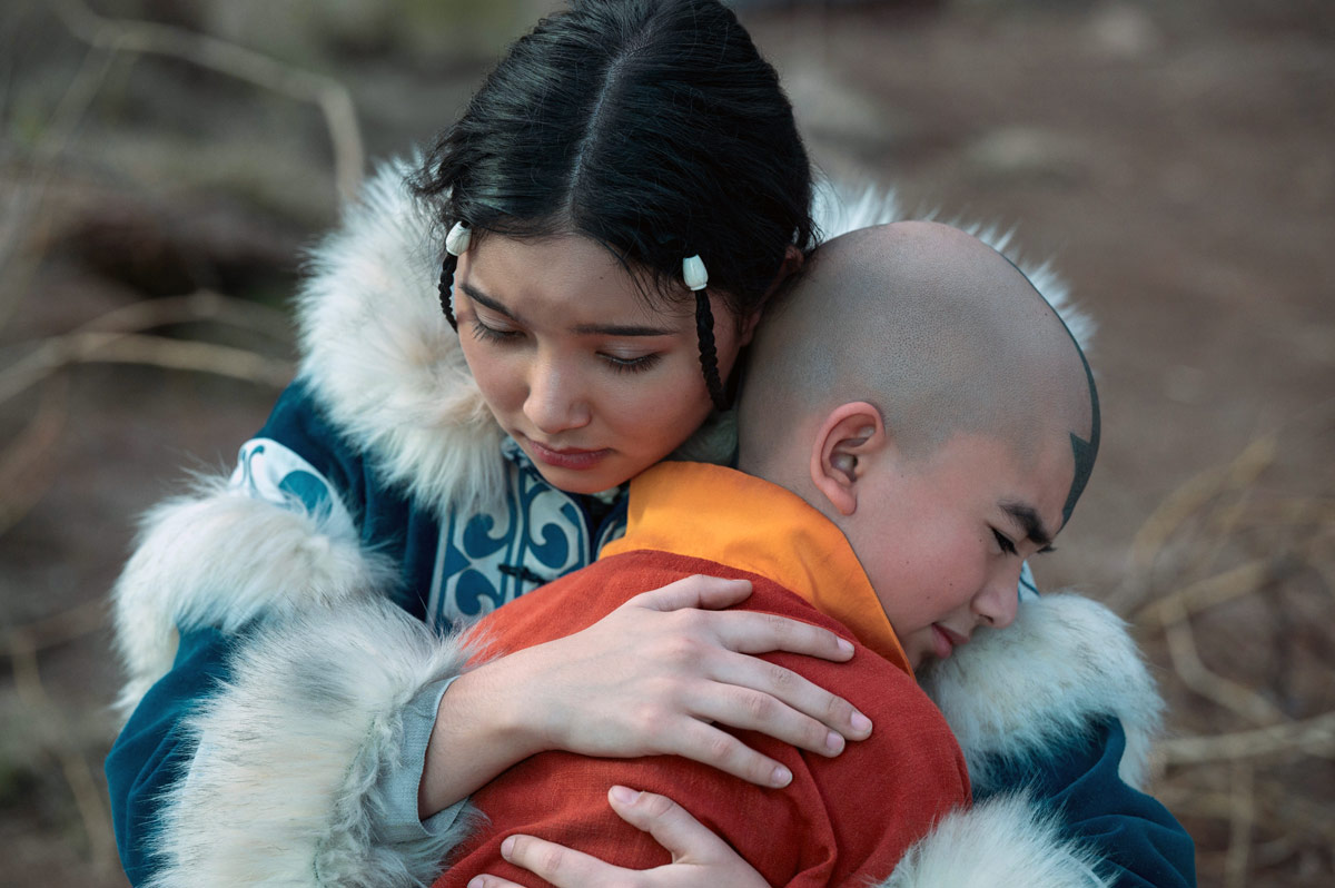 Kiawentiio and Gordon Cormier in Avatar: The Last Airbender