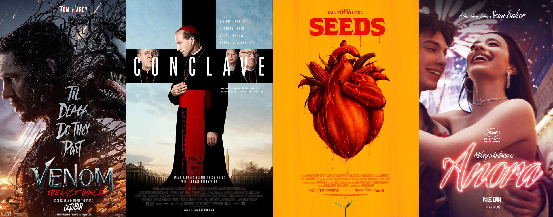 New movies in theaters incl. Venom The Last Dance, Conclave